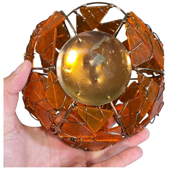 Handcrafted Stained Glass Pumpkin Candle Holder Fall Autumn Decor Art - Picture 4 of 11